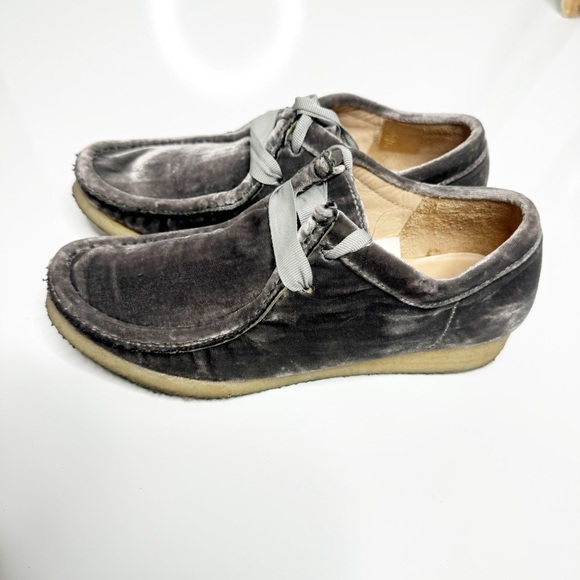 Ulla Johnson Velvet Oxford Shoes Gray 6.5 Bow Coquette - Picture 1 of 8